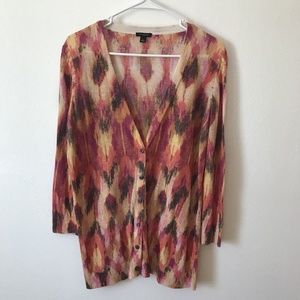 Large ANN TALYOR Silk Linen Cardigan Sweater